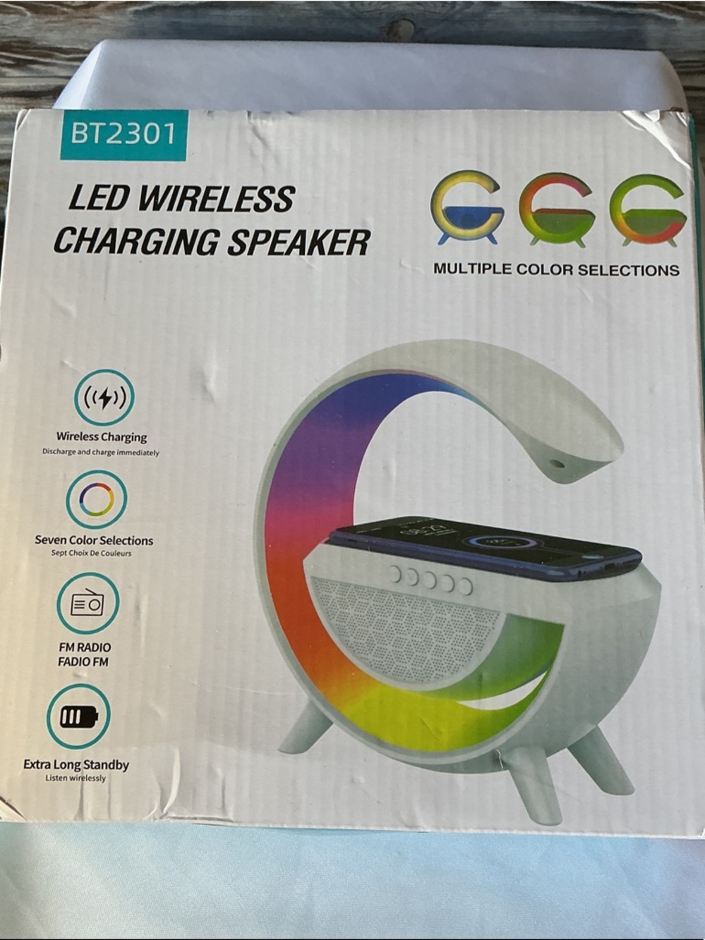 LED Wireless Charging Speaker RGB Light Bluetooth Speaker FM Radio USB AUX
